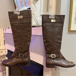 Antonio Melani Tall Knee Buckle Block Heel Riding Boots